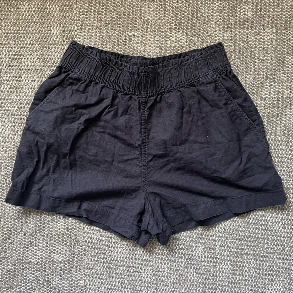Elastic Waist High Waisted Paper Bag shorts